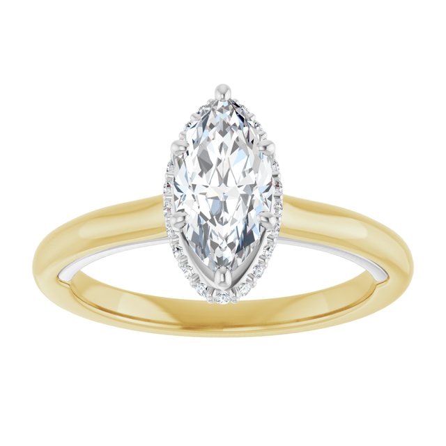 14K yellow/white gold 1 CT Marquise Diamond Halo-Style Engagement Ring