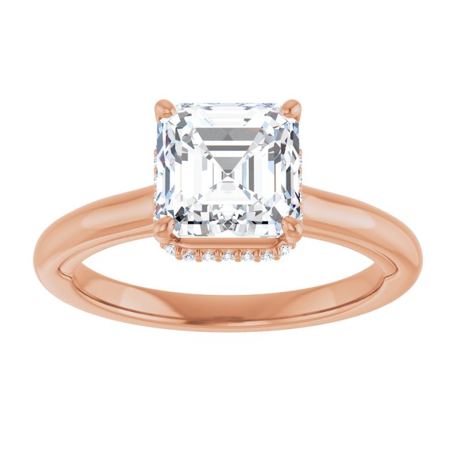 14K rose gold 2 CT Asscher Diamond Halo-Style Engagement Ring