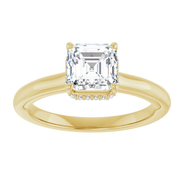 14K yellow gold 1 CT Asscher Diamond Halo-Style Engagement Ring