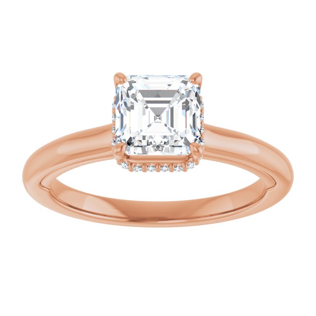 14K rose gold 1 CT Asscher Diamond Halo-Style Engagement Ring