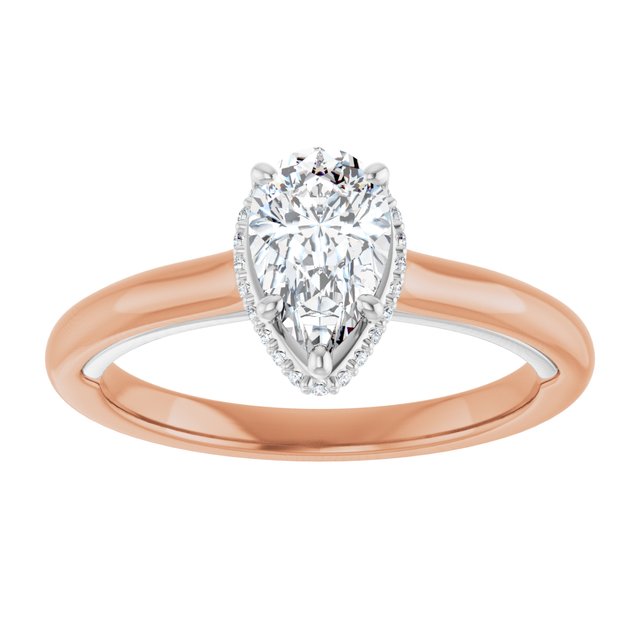 14K rose/white gold 1 CT Pear Diamond Halo-Style Engagement Ring