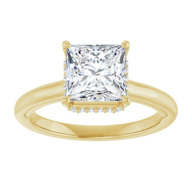 14K yellow gold 2 CT Square Diamond Halo-Style Engagement Ring