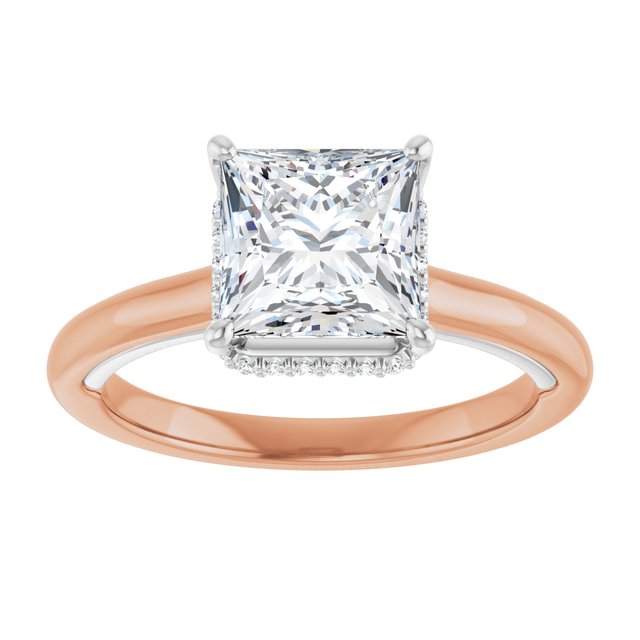 14K rose/white gold 2 CT Square Diamond Halo-Style Engagement Ring