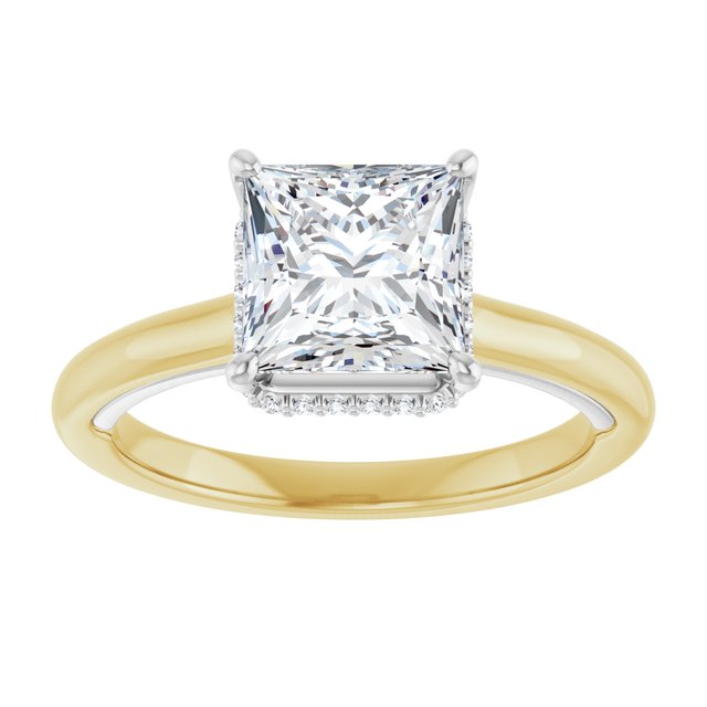 14K yellow/white gold 2 CT Square Diamond Halo-Style Engagement Ring
