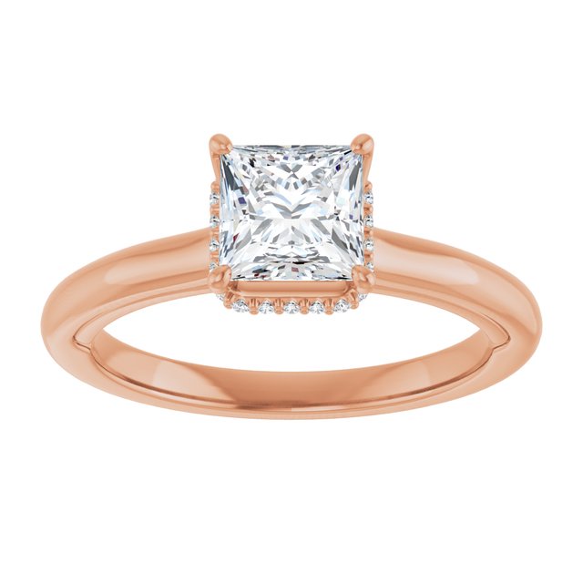 14K rose gold 1 CT Square Diamond Halo-Style Engagement Ring