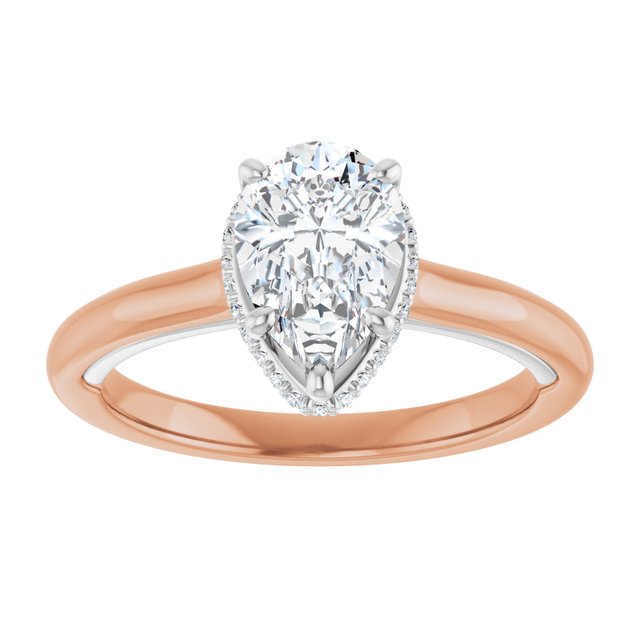 14K rose/white gold 2 CT Pear Diamond Halo-Style Engagement Ring