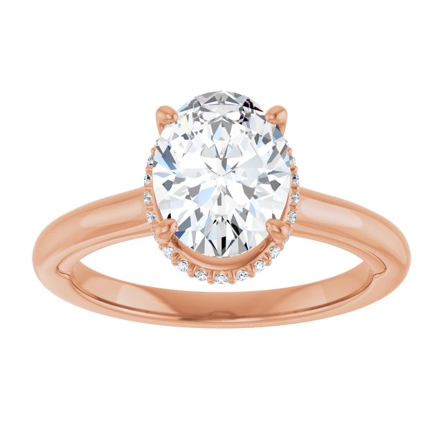 14K rose gold 2 CT Oval Diamond Halo-Style Engagement Ring