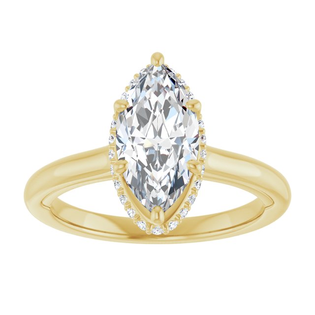 14K yellow gold 2 CT Marquise Diamond Halo-Style Engagement Ring