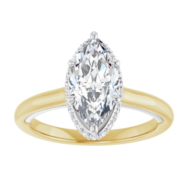 14K yellow/white gold 2 CT Marquise Diamond Halo-Style Engagement Ring
