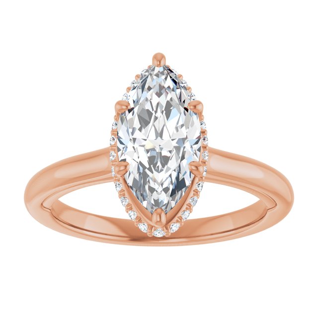 14K rose gold 2 CT Marquise Diamond Halo-Style Engagement Ring