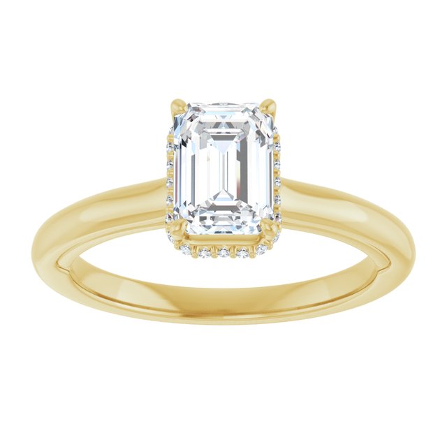 14K yellow gold 1 CT Emerald Diamond Halo-Style Engagement Ring