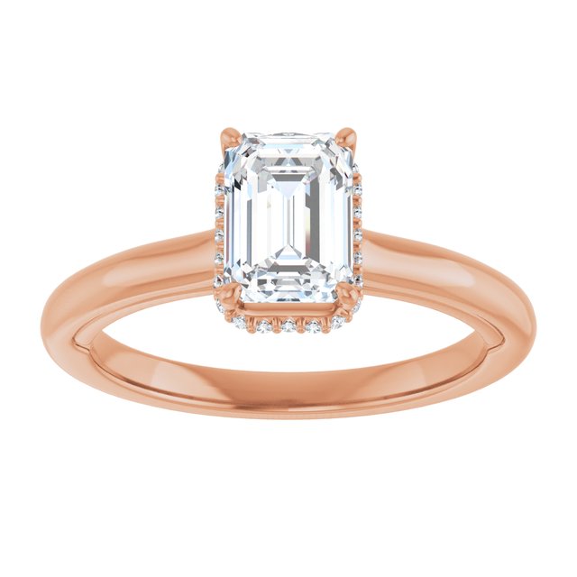 14K rose gold 1 CT Emerald Diamond Halo-Style Engagement Ring
