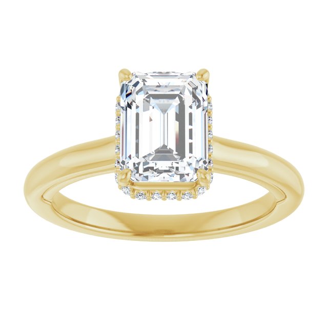 14K yellow gold 2 CT Emerald Diamond Halo-Style Engagement Ring