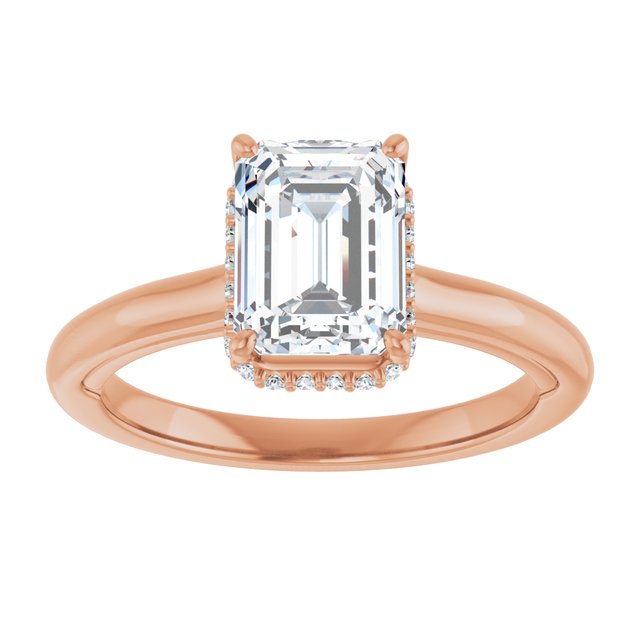 14K rose gold 2 CT Emerald Diamond Halo-Style Engagement Ring