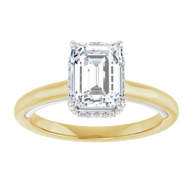 14K yellow/white gold 2 CT Emerald Diamond Halo-Style Engagement Ring