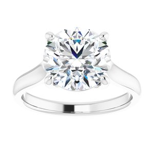 14K White 9.4 mm Round Solitaire Engagement Ring Mounting