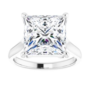 14K White 10 mm Square Solitaire Engagement Ring Mounting