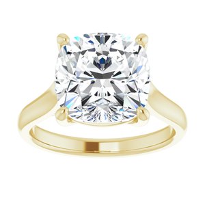 14K Yellow 10 mm Cushion Solitaire Engagement Ring Mounting