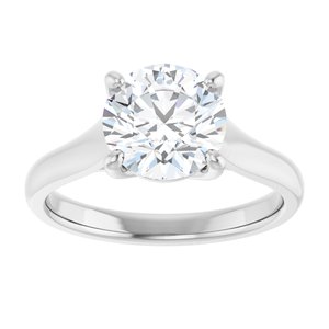 14K White 8 mm Round Solitaire Engagement Ring Mounting