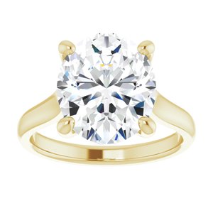 14K Yellow 12x10 mm Oval Solitaire Engagement Ring Mounting