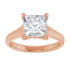 14K Rose 7 mm Square Solitaire Engagement Ring Mounting