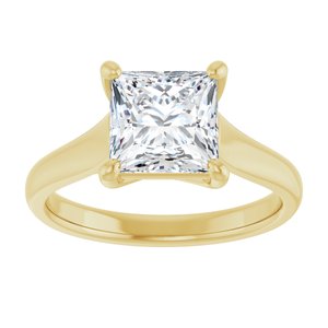 14K Yellow 7 mm Square Solitaire Engagement Ring Mounting