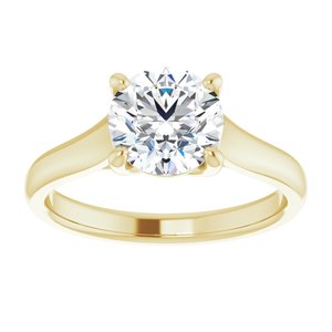 14K Yellow 7.4 mm Round Solitaire Engagement Ring Mounting