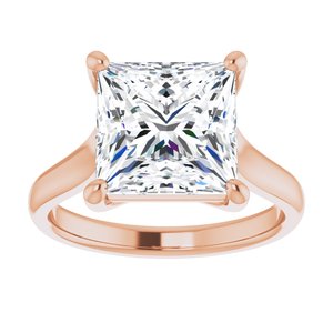 14K Rose 9 mm Square Solitaire Engagement Ring Mounting