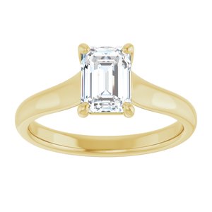 14K Yellow 7x5 mm Emerald Solitaire Engagement Ring Mounting