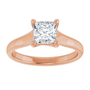 14K Rose 5.5 mm Square Solitaire Engagement Ring Mounting