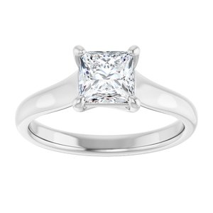 14K White 5.5 mm Square Solitaire Engagement Ring Mounting