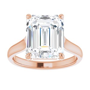 14K Rose 11x9 mm Emerald Solitaire Engagement Ring Mounting