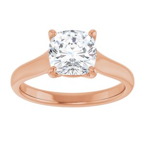 14K Rose 7 mm Cushion Solitaire Engagement Ring Mounting