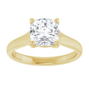 14K Yellow 7 mm Cushion Solitaire Engagement Ring Mounting