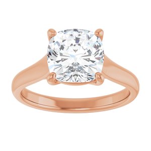14K Rose 8 mm Cushion Solitaire Engagement Ring Mounting