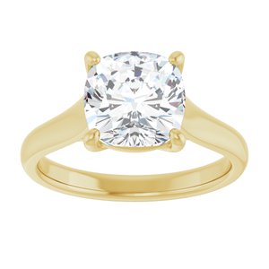 14K Yellow 8 mm Cushion Solitaire Engagement Ring Mounting