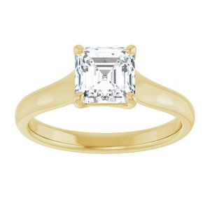 14K Yellow 6 mm Asscher Solitaire Engagement Ring Mounting