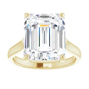 14K Yellow 12x10 mm Emerald Solitaire Engagement Ring Mounting