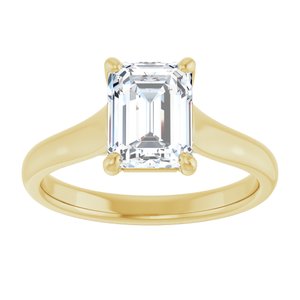 14K Yellow 8x6 mm Emerald Solitaire Engagement Ring Mounting