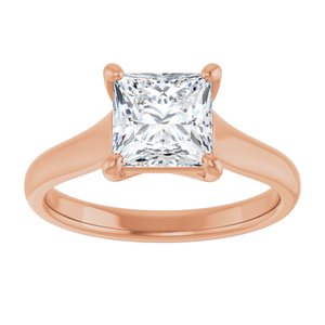 14K Rose 6.5 mm Square Solitaire Engagement Ring Mounting
