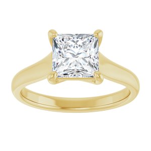 14K Yellow 6.5 mm Square Solitaire Engagement Ring Mounting