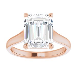 14K Rose 10x8 mm Emerald Solitaire Engagement Ring Mounting