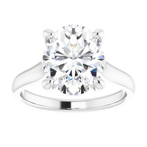 14K White 11x9 mm Oval Solitaire Engagement Ring Mounting