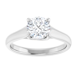 14K White 6.5 mm Round Solitaire Engagement Ring Mounting