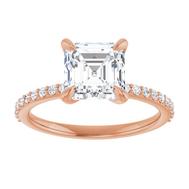 14K Rose 7 mm Asscher Engagement Ring Mounting
