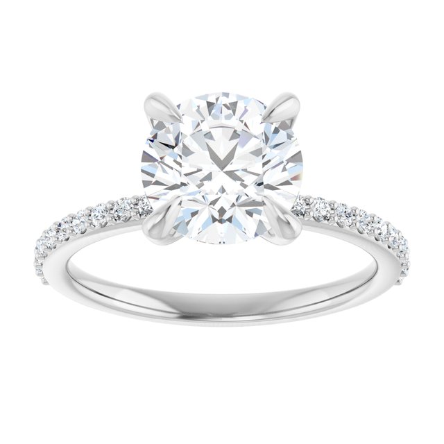 14K White 8 mm Round Engagement Ring Mounting