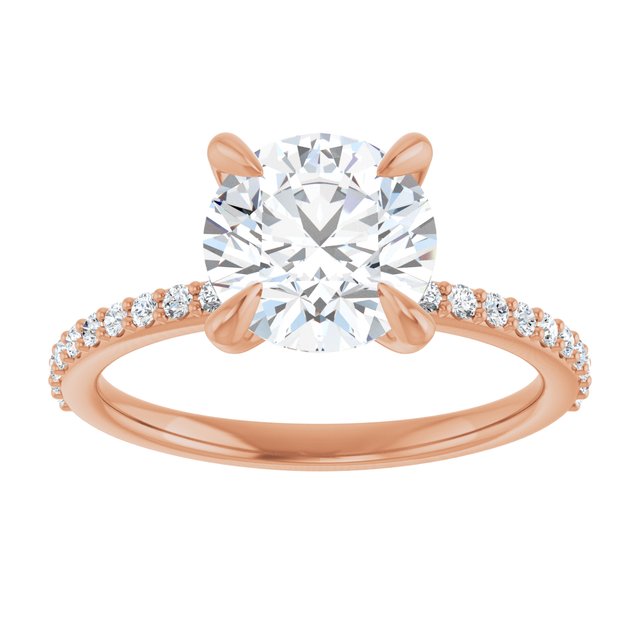 14K Rose 8 mm Round Engagement Ring Mounting