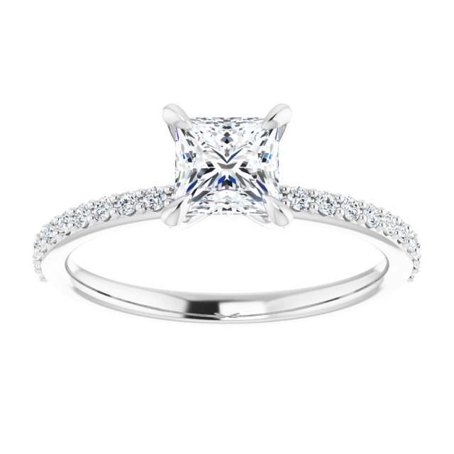 14K White 5 mm Square Engagement Ring Mounting