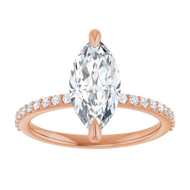14K Rose 12x6 mm Marquise Engagement Ring Mounting