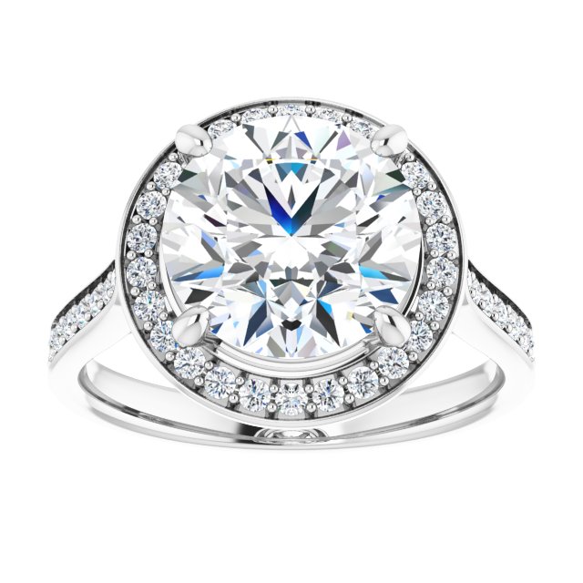 14K white gold 3 CT Round Diamond Halo Engagement Ring